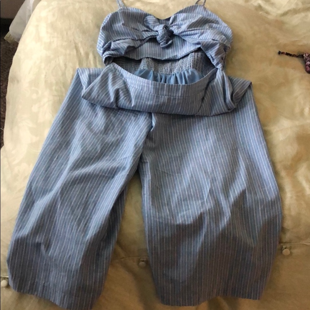 Striped Full-Length Linen Jumpsuit